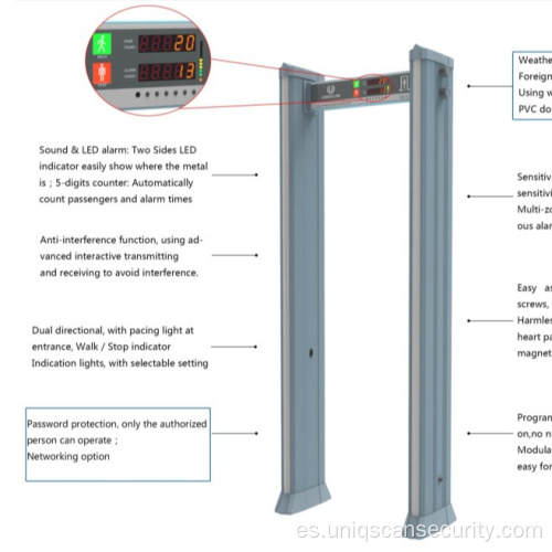 Detector de metales impermeable UM600 de paso de puerta